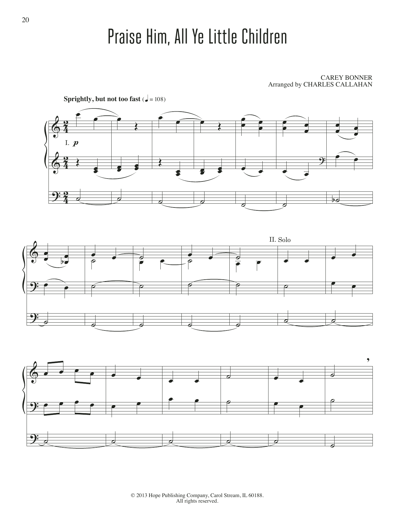 Download Charles Callahan Praise Him, All Ye Little Children Sheet Music and learn how to play Organ PDF digital score in minutes