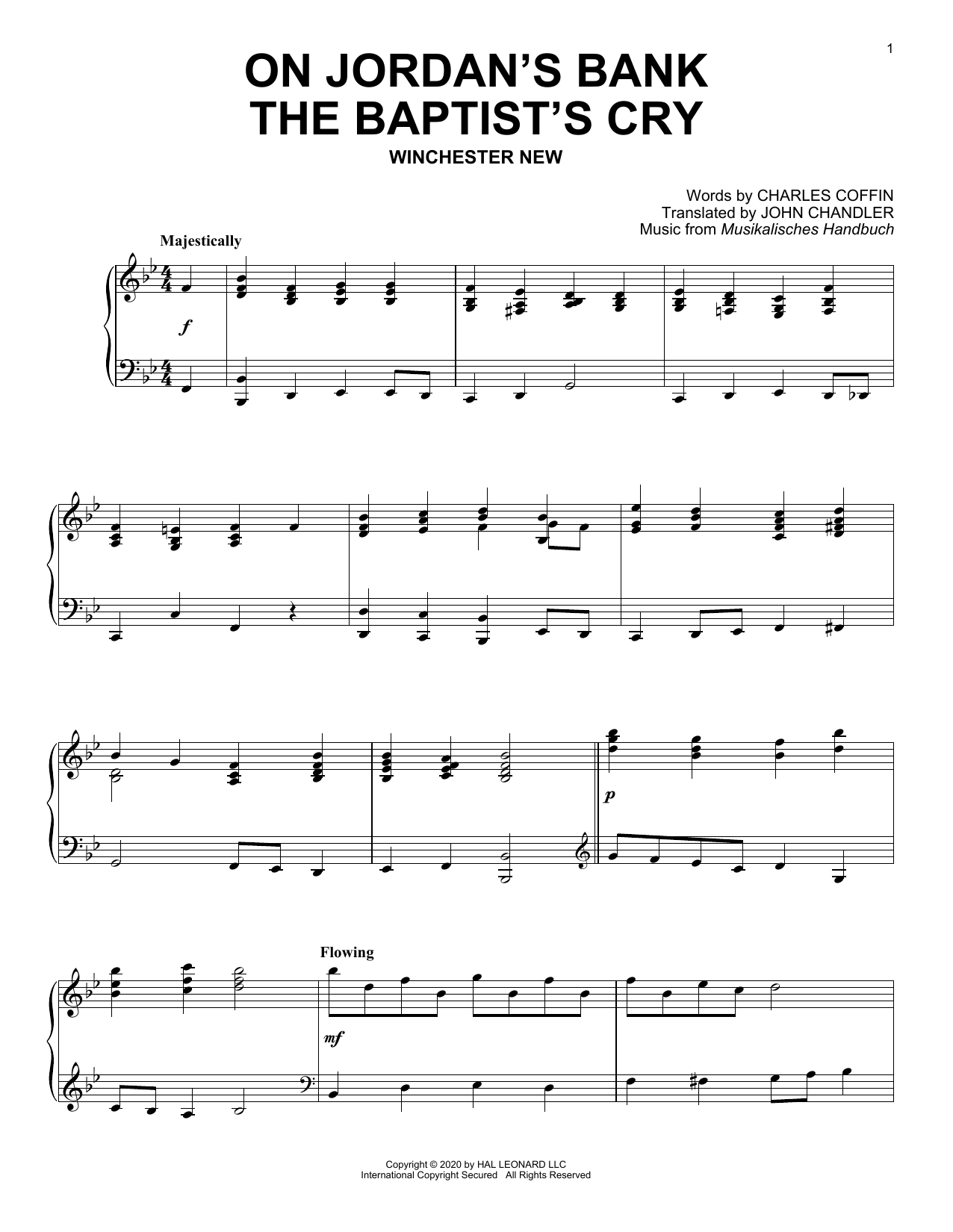 Download Charles Coffin On Jordan's Bank The Baptist's Cry Sheet Music and learn how to play Piano Solo PDF digital score in minutes