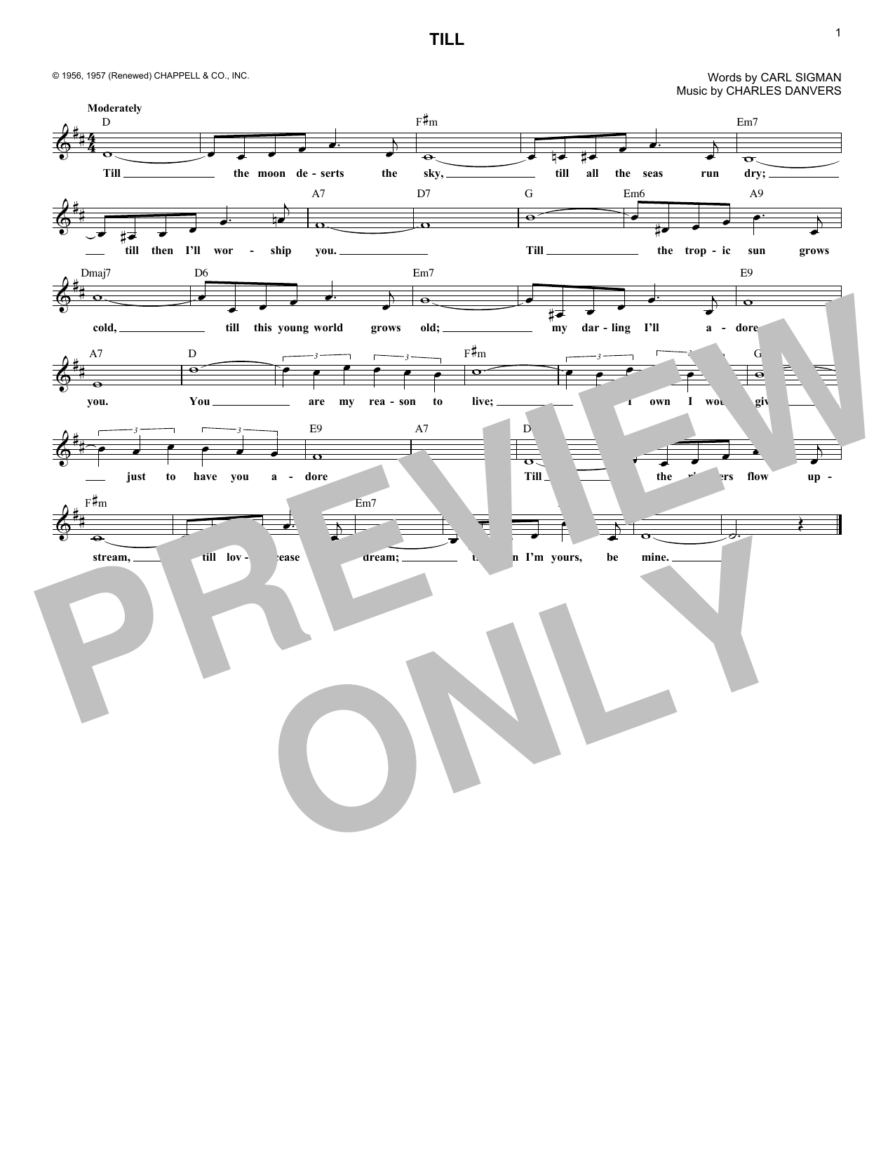 Download Charles Danvers Till Sheet Music and learn how to play Lead Sheet / Fake Book PDF digital score in minutes