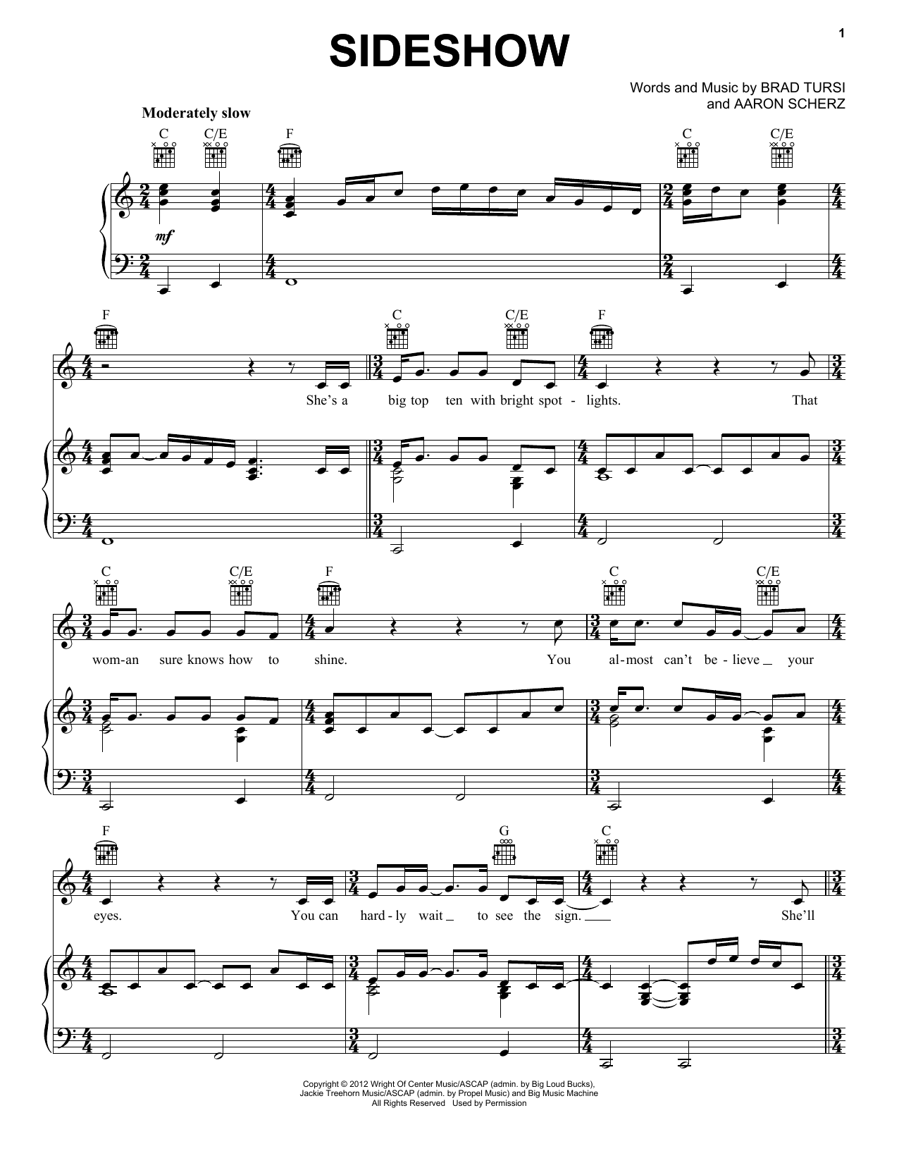 Download Charles Esten Sideshow Sheet Music and learn how to play Piano, Vocal & Guitar (Right-Hand Melody) PDF digital score in minutes