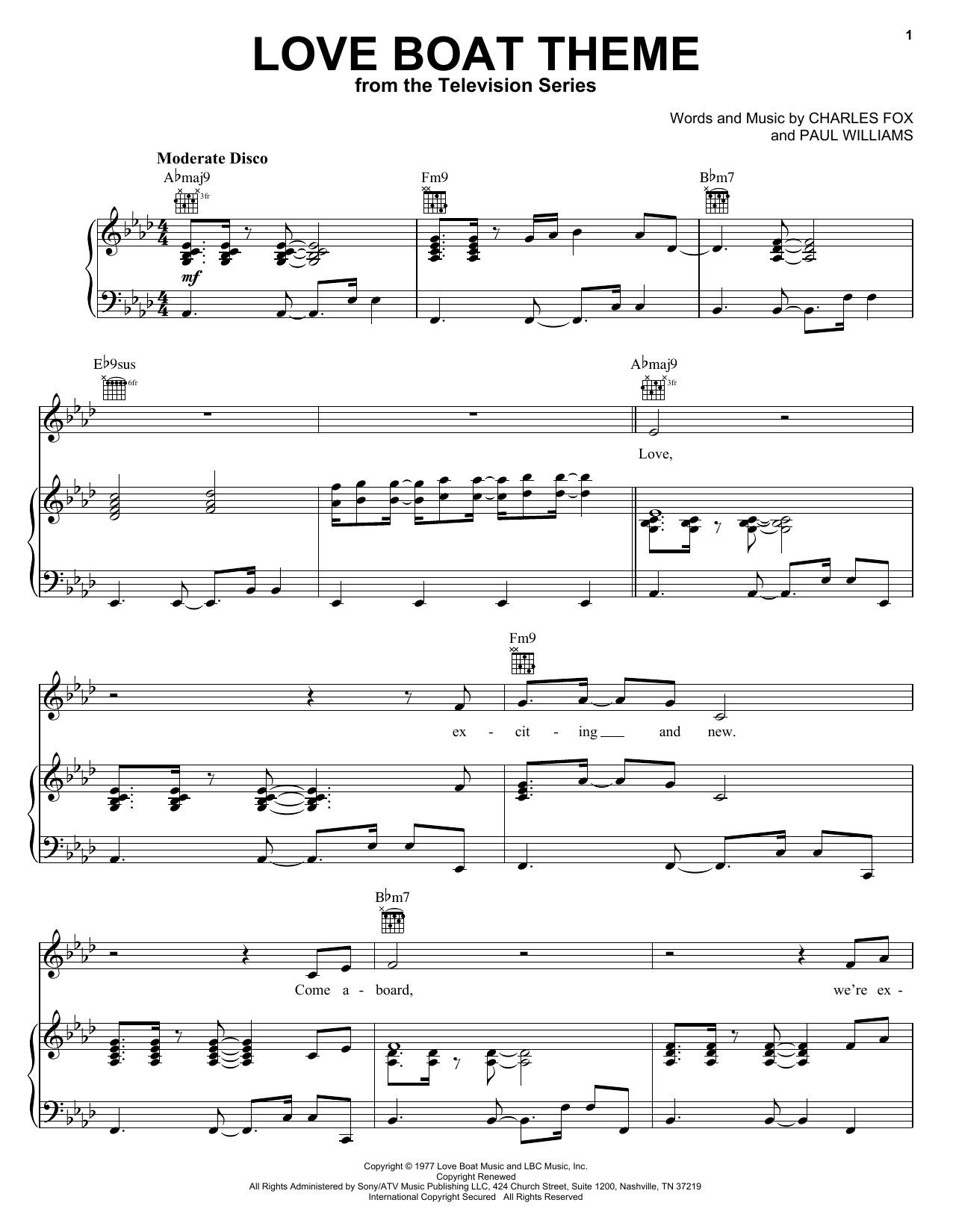 Download Charles Fox Love Boat Theme Sheet Music and learn how to play 5-Finger Piano PDF digital score in minutes