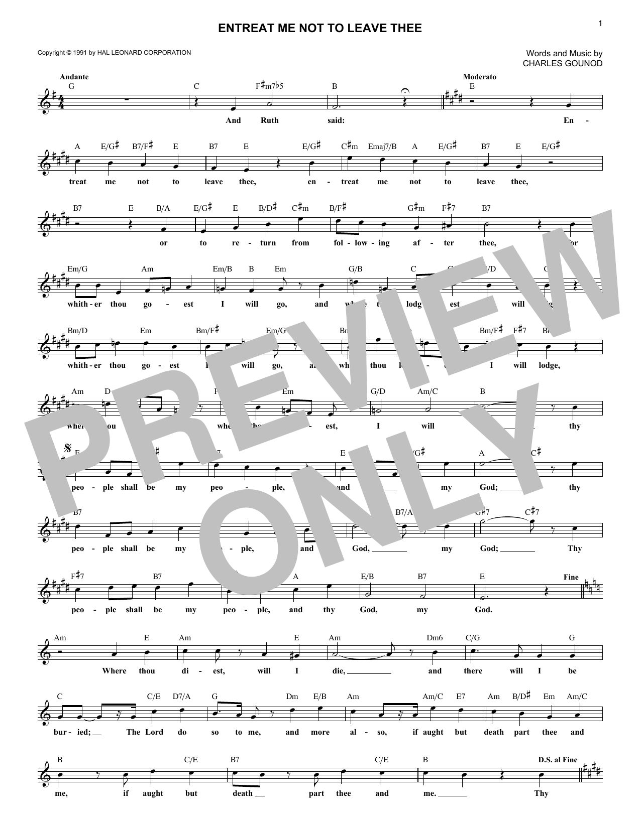 Download Charles Gounod Entreat Me Not To Leave Thee Sheet Music and learn how to play Piano & Vocal PDF digital score in minutes