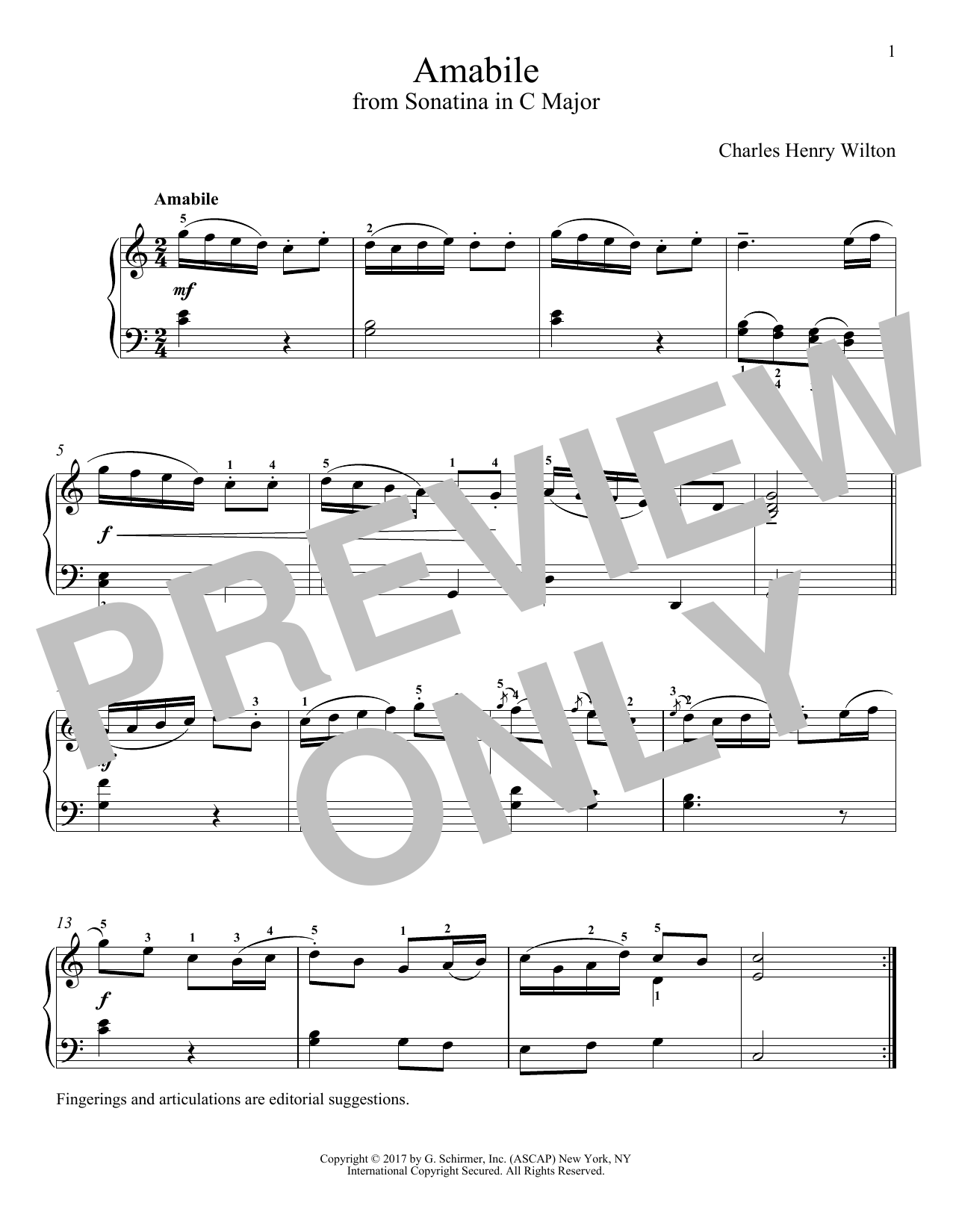 Download Charles Henry Wilton Amabile Sheet Music and learn how to play Piano PDF digital score in minutes