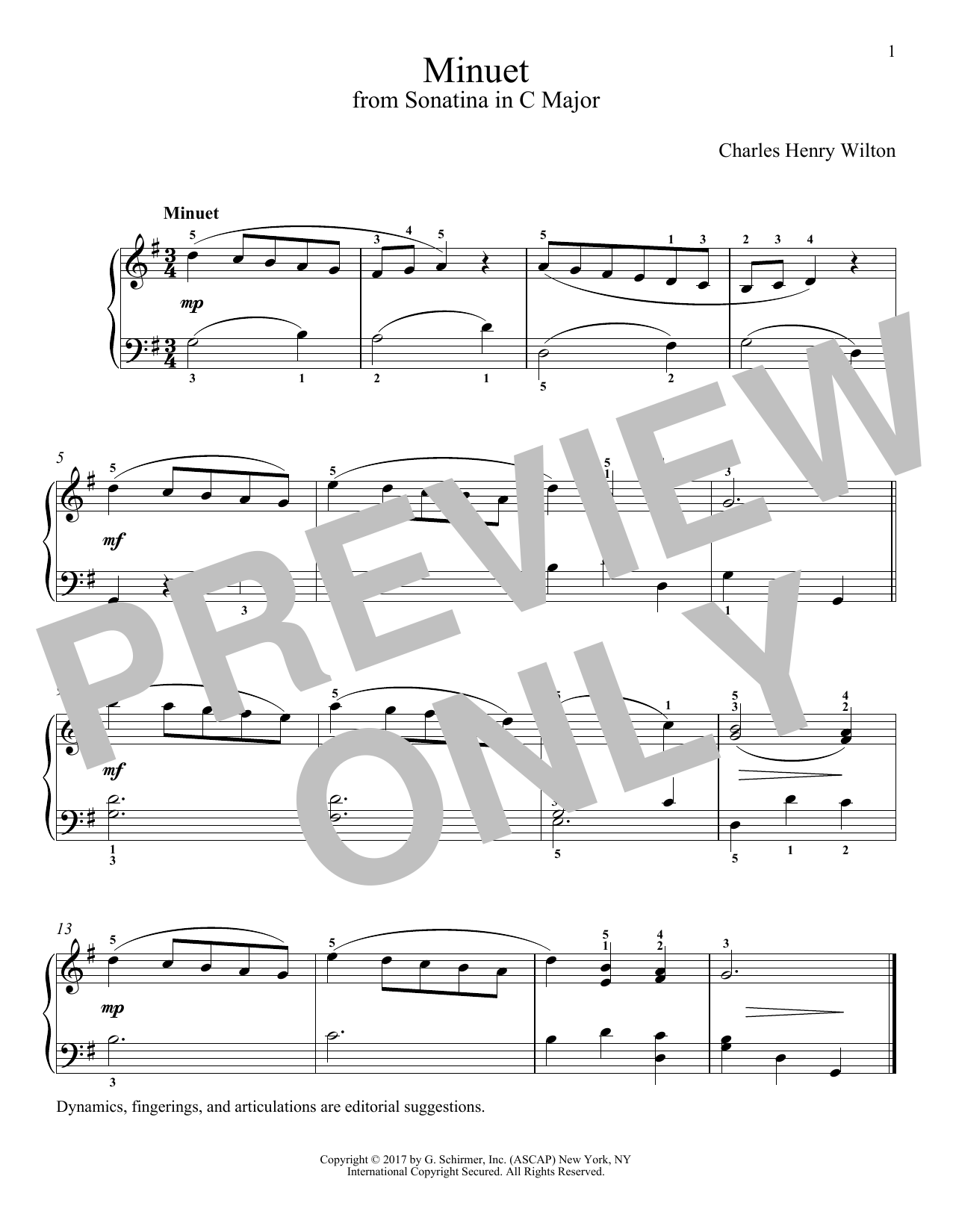 Download Charles Henry Wilton Minuet Sheet Music and learn how to play Piano PDF digital score in minutes