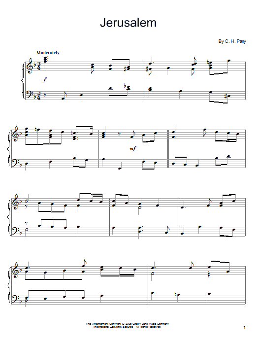 Download Hubert Parry Jerusalem Sheet Music and learn how to play Piano PDF digital score in minutes