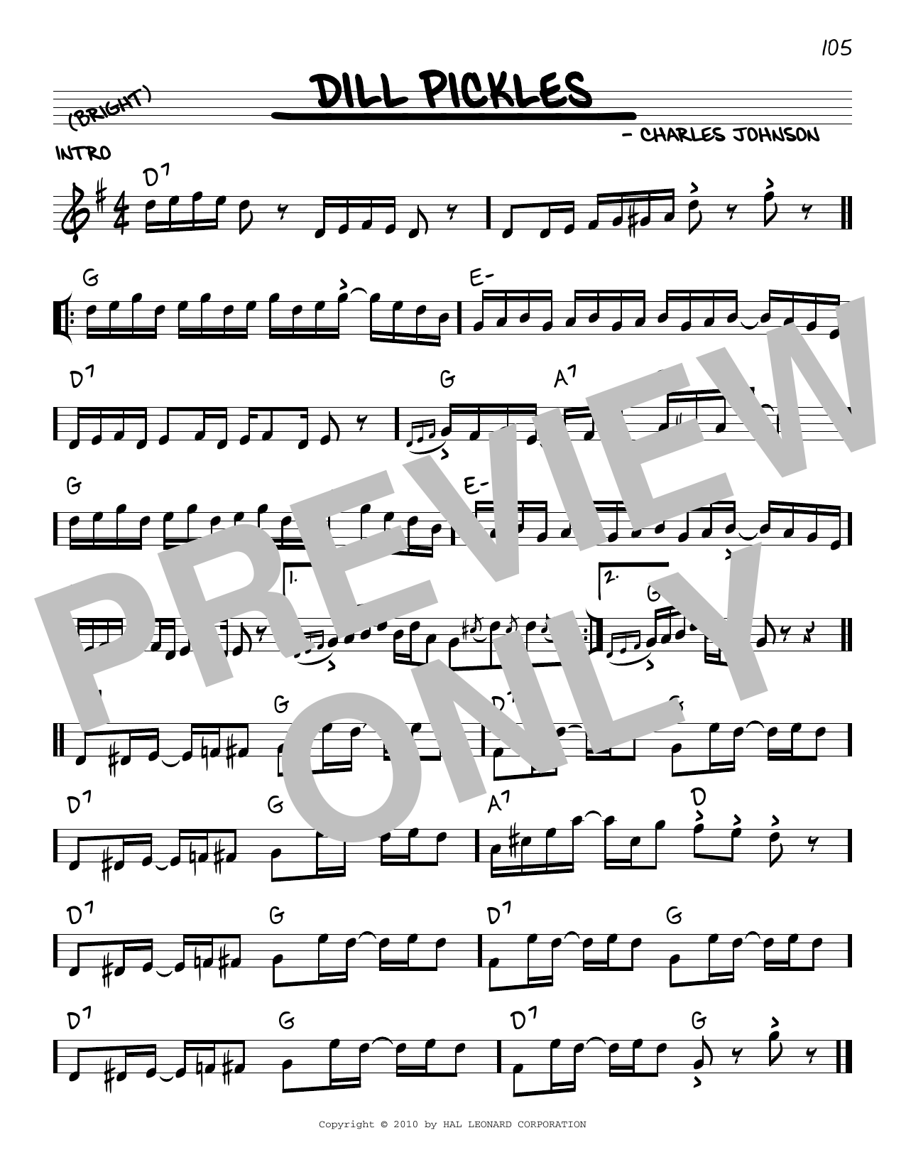 Download Charles Johnson Dill Pickles (arr. Robert Rawlins) Sheet Music and learn how to play Real Book – Melody, Lyrics & Chords PDF digital score in minutes