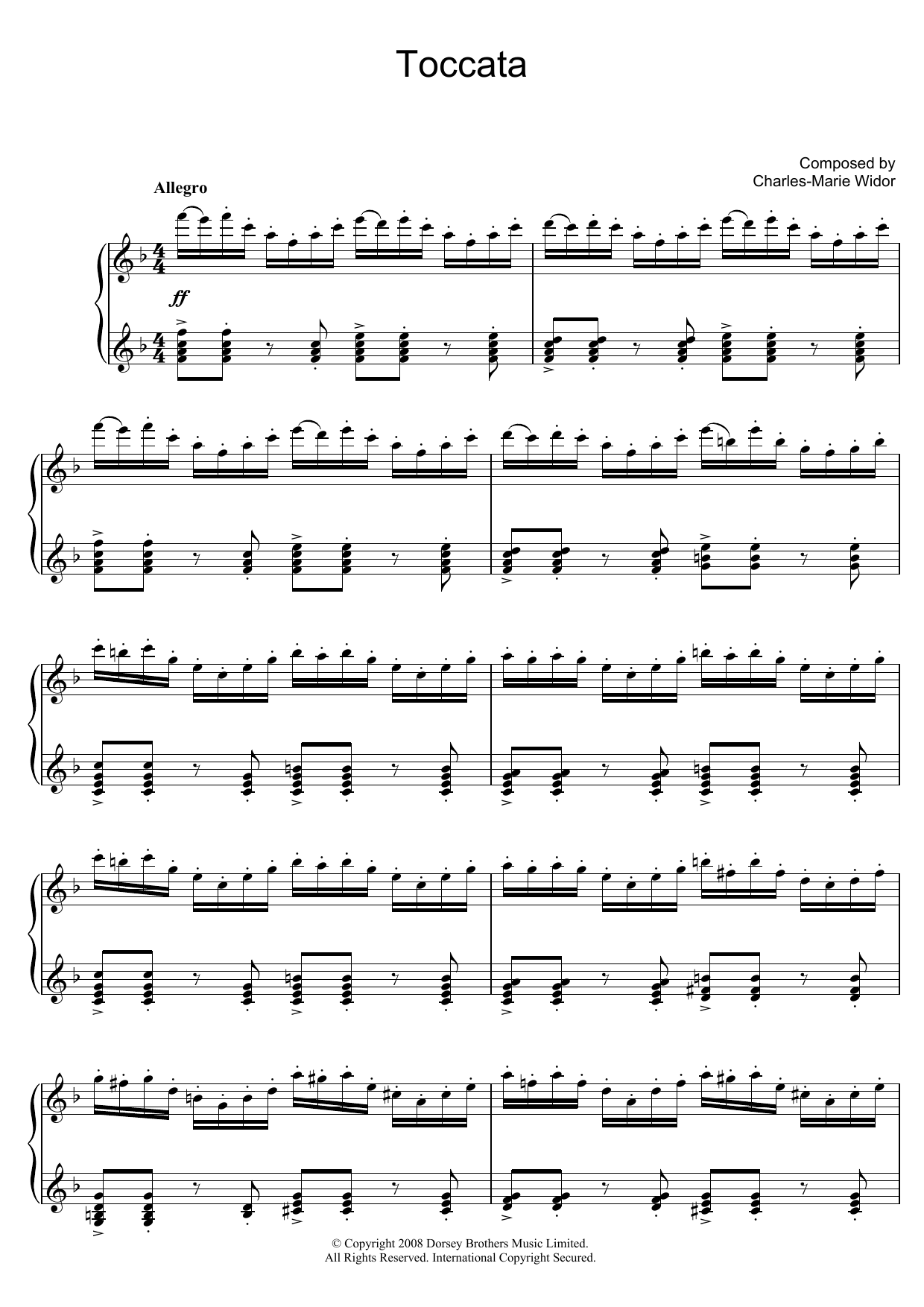 Download Charles-Marie Widor Toccata (from Symphony No. 5) Sheet Music and learn how to play Piano PDF digital score in minutes