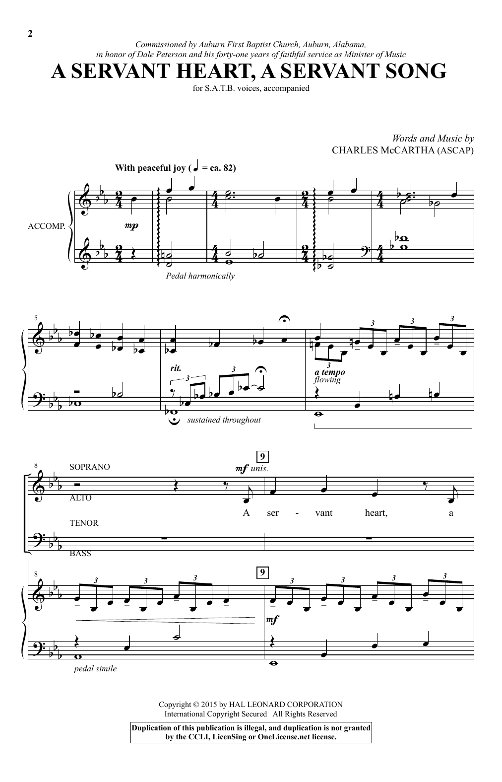 Download Charles McCartha A Servant Heart, A Servant Song Sheet Music and learn how to play SATB PDF digital score in minutes