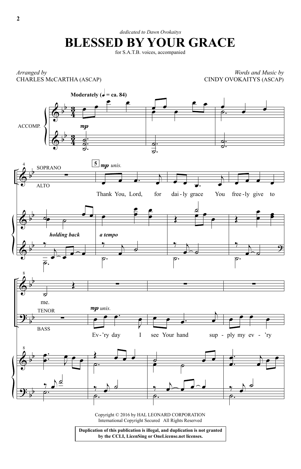 Download Charles McCartha Blessed By Your Grace Sheet Music and learn how to play SATB PDF digital score in minutes