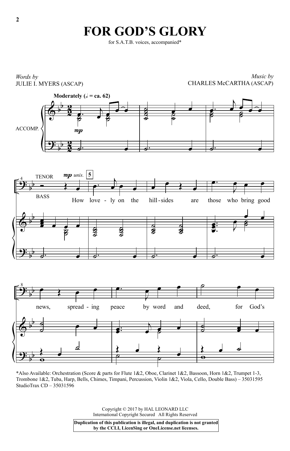 Download Charles McCartha For God's Glory Sheet Music and learn how to play SATB PDF digital score in minutes