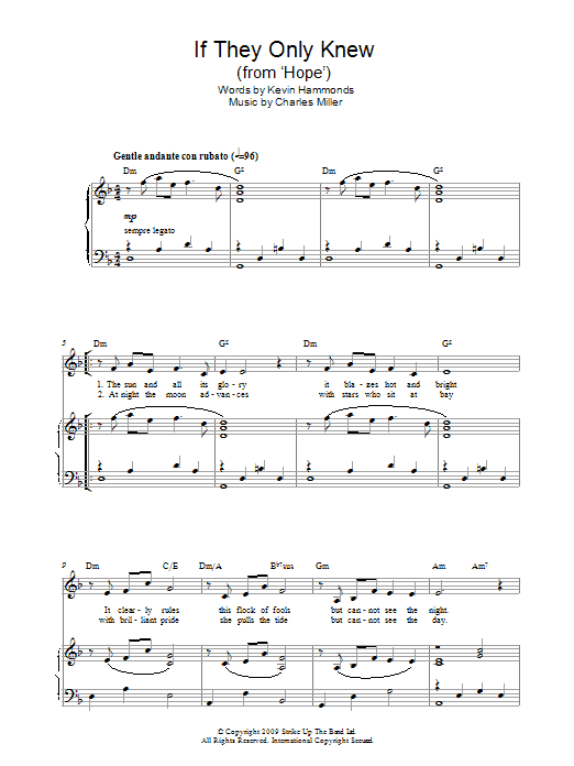 Download Charles Miller & Kevin Hammonds If They Only Knew (from Hope) Sheet Music and learn how to play Piano & Vocal PDF digital score in minutes