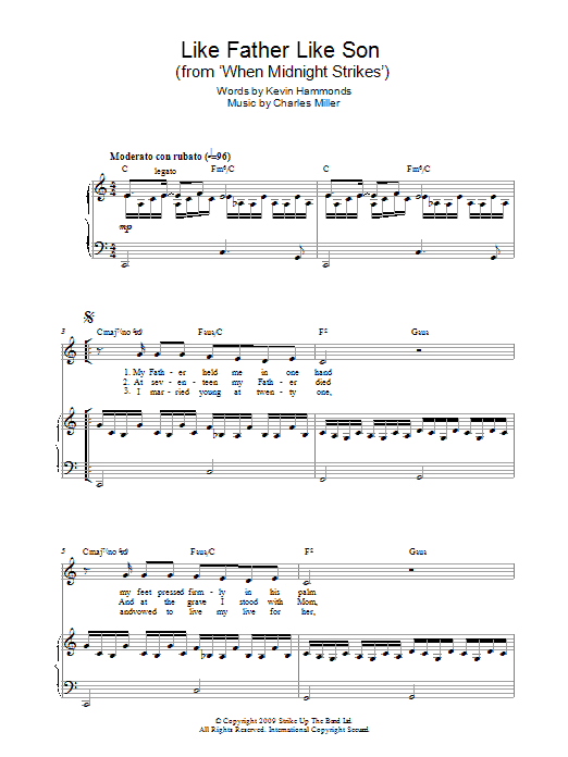 Download Charles Miller & Kevin Hammonds Like Father Like Son (from When Midnight Strikes) Sheet Music and learn how to play Piano & Vocal PDF digital score in minutes
