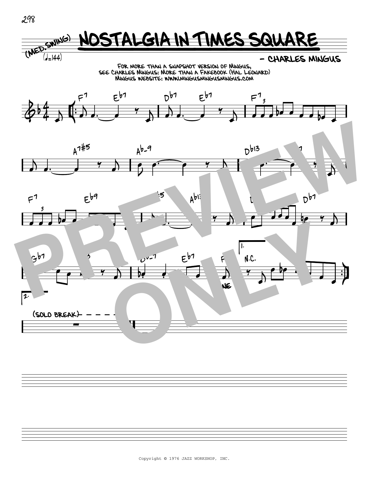 Download Charles Mingus Nostalgia In Times Square [Reharmonized version] (arr. Jack Grassel) Sheet Music and learn how to play Real Book – Melody & Chords PDF digital score in minutes