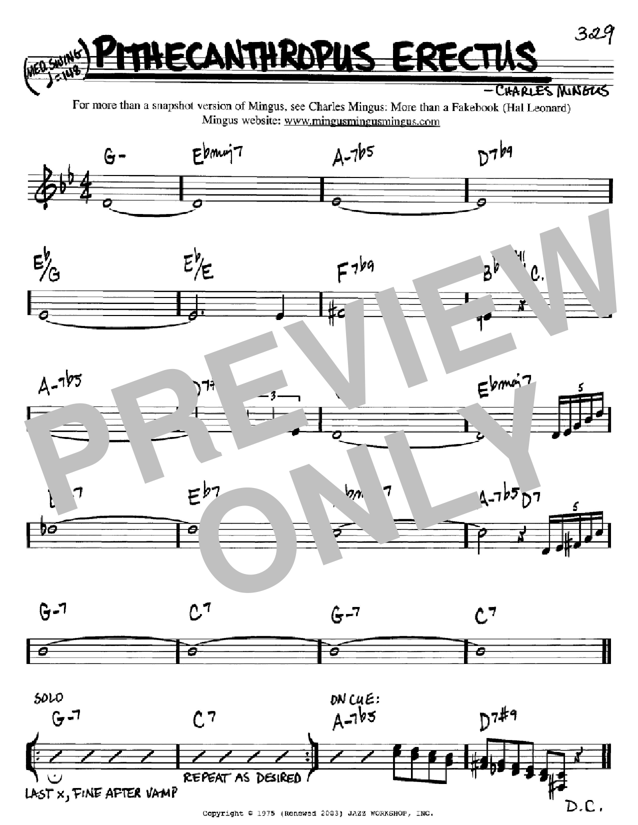 Download Charles Mingus Pithecanthropus Erectus Sheet Music and learn how to play Real Book - Melody & Chords - Bb Instruments PDF digital score in minutes