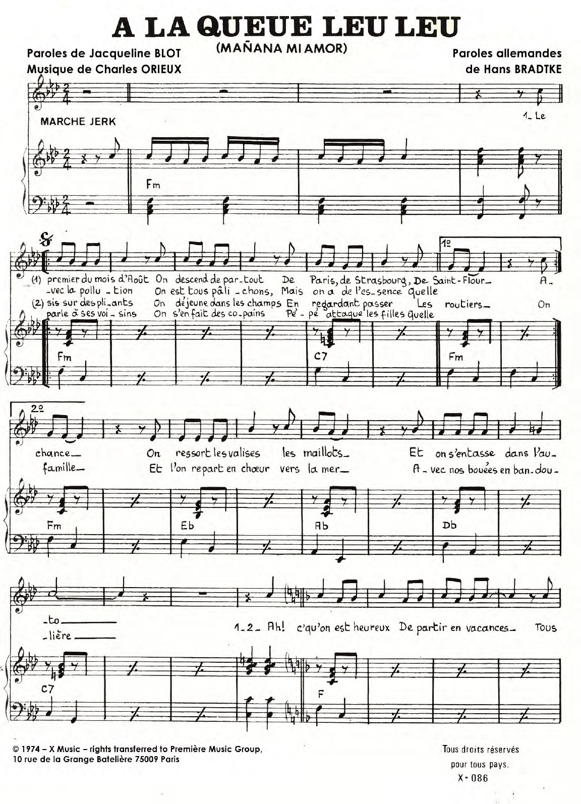 Download Charles Orieux A La Queue Leu Leu Sheet Music and learn how to play Piano & Vocal PDF digital score in minutes