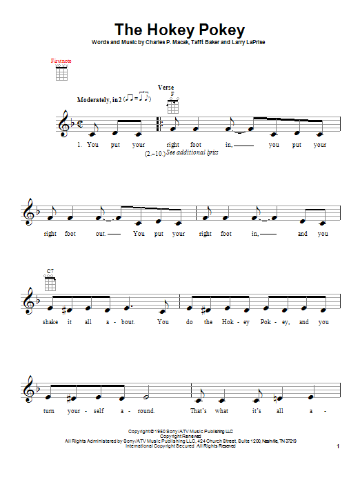 Download Charles P. Macak The Hokey Pokey Sheet Music and learn how to play 5-Finger Piano PDF digital score in minutes