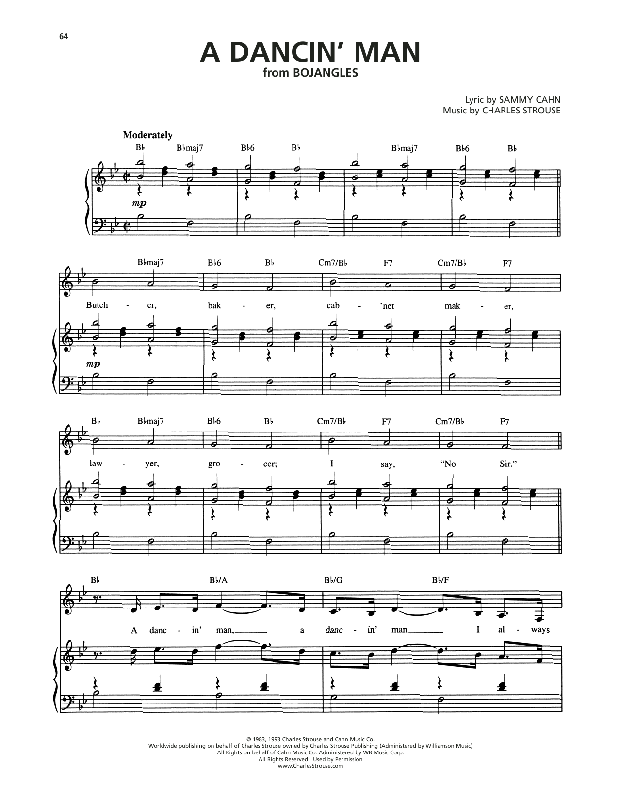 Download Charles Strouse A Dancin' Man (from Bojangles) Sheet Music and learn how to play Piano & Vocal PDF digital score in minutes