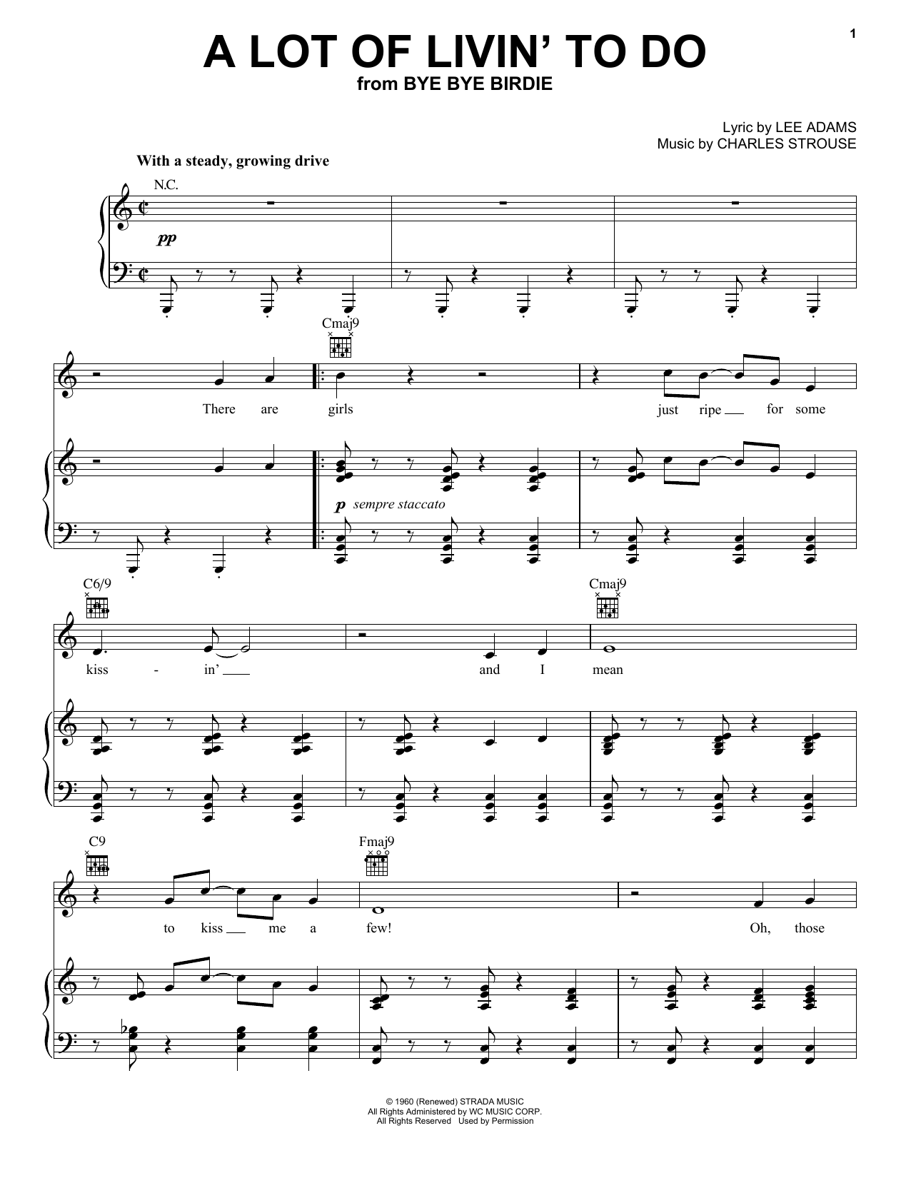 Download Charles Strouse A Lot Of Livin' To Do Sheet Music and learn how to play Melody Line, Lyrics & Chords PDF digital score in minutes
