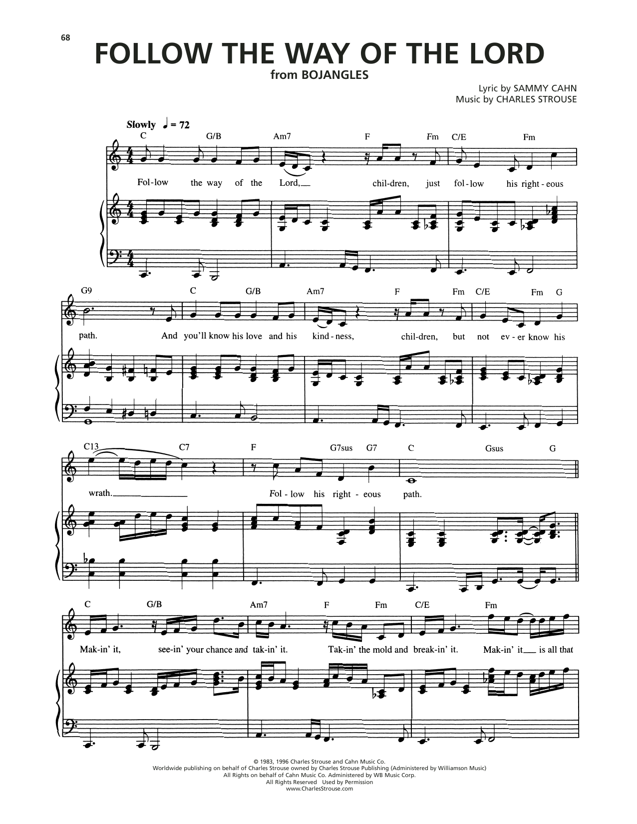 Download Charles Strouse Follow The Way Of The Lord (from Bojangles) Sheet Music and learn how to play Piano & Vocal PDF digital score in minutes