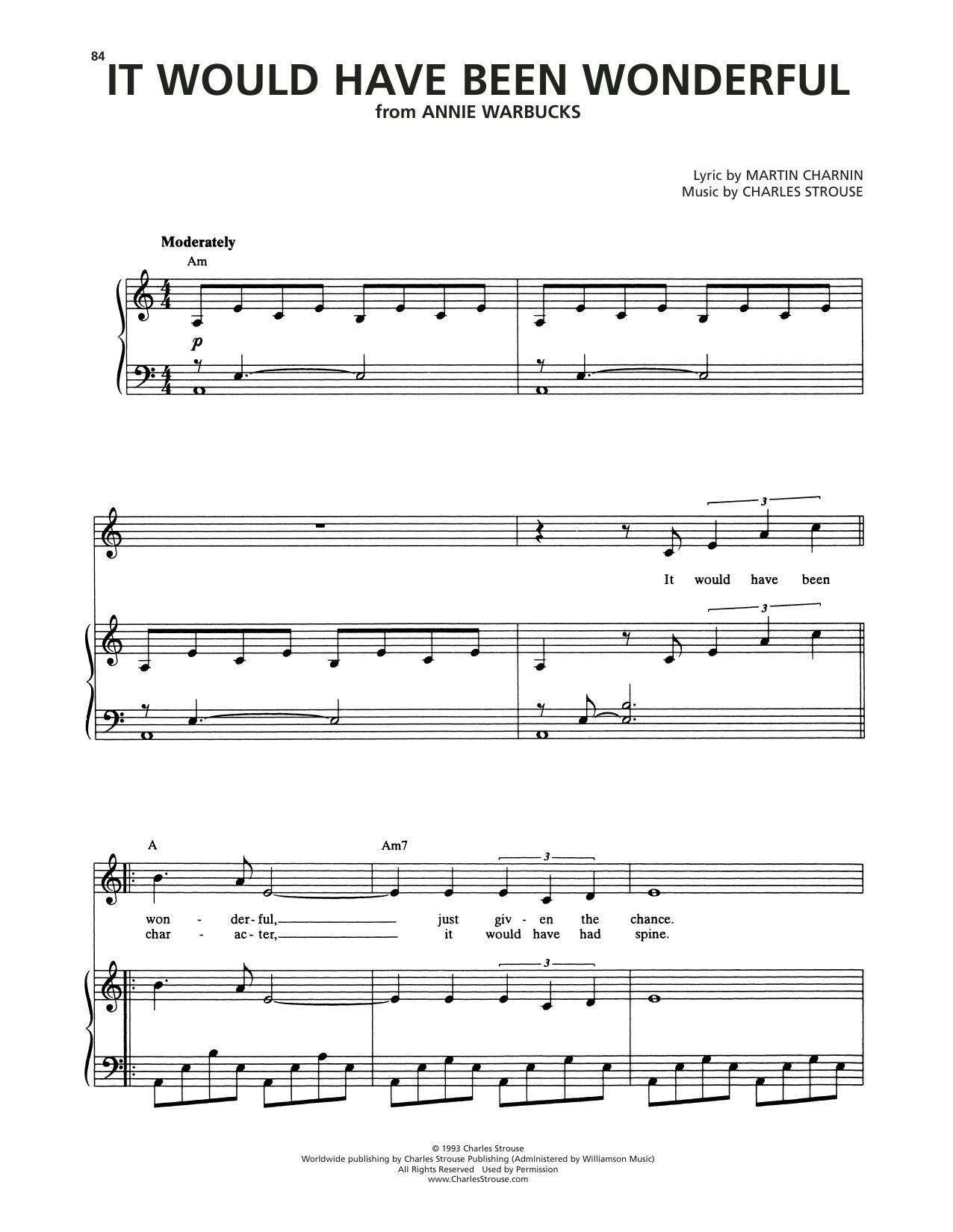Download Charles Strouse It Would Have Been Wonderful (from Annie Warbucks) Sheet Music and learn how to play Piano & Vocal PDF digital score in minutes