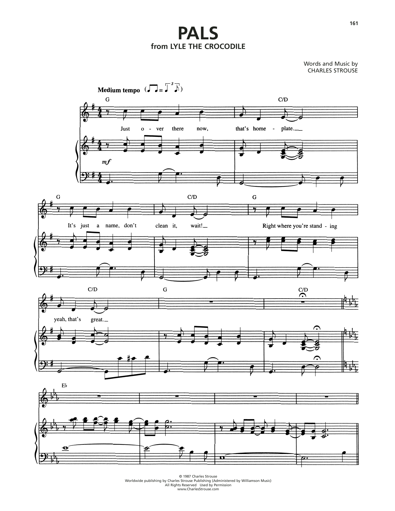 Download Charles Strouse Pals (from Lyle The Crocodile) Sheet Music and learn how to play Piano & Vocal PDF digital score in minutes