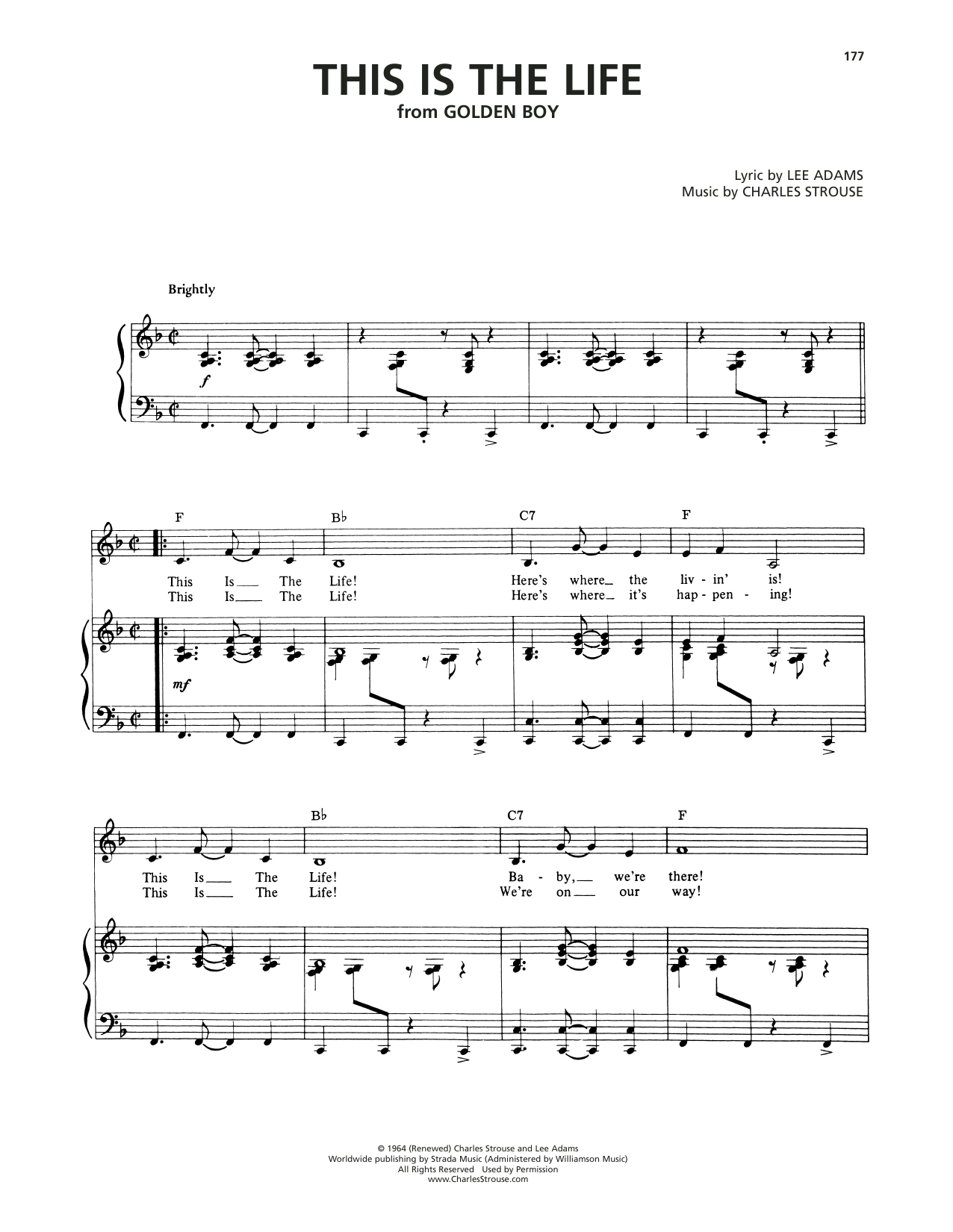 Download Charles Strouse This Is The Life (from Golden Boy) Sheet Music and learn how to play Piano & Vocal PDF digital score in minutes