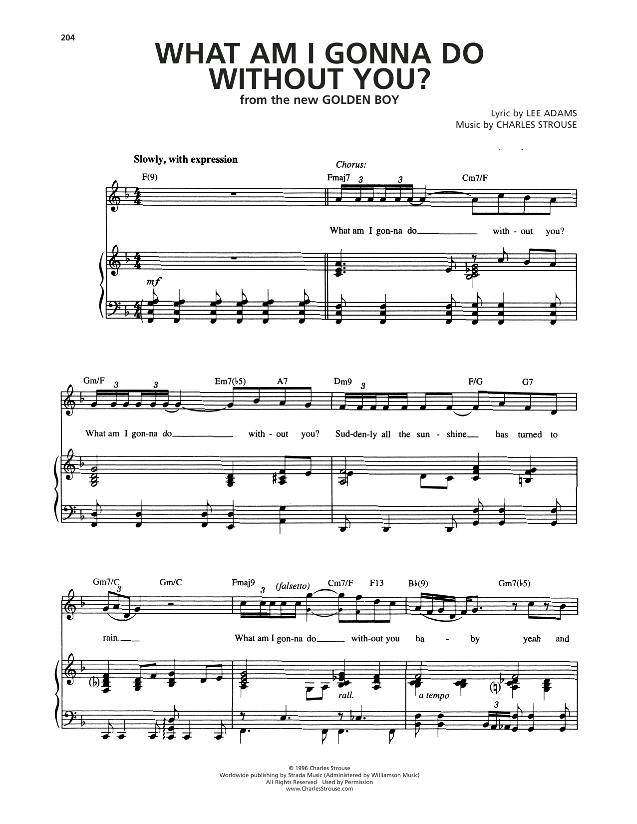 Download Charles Strouse What Am I Gonna Do Without You? (from Golden Boy) Sheet Music and learn how to play Piano & Vocal PDF digital score in minutes