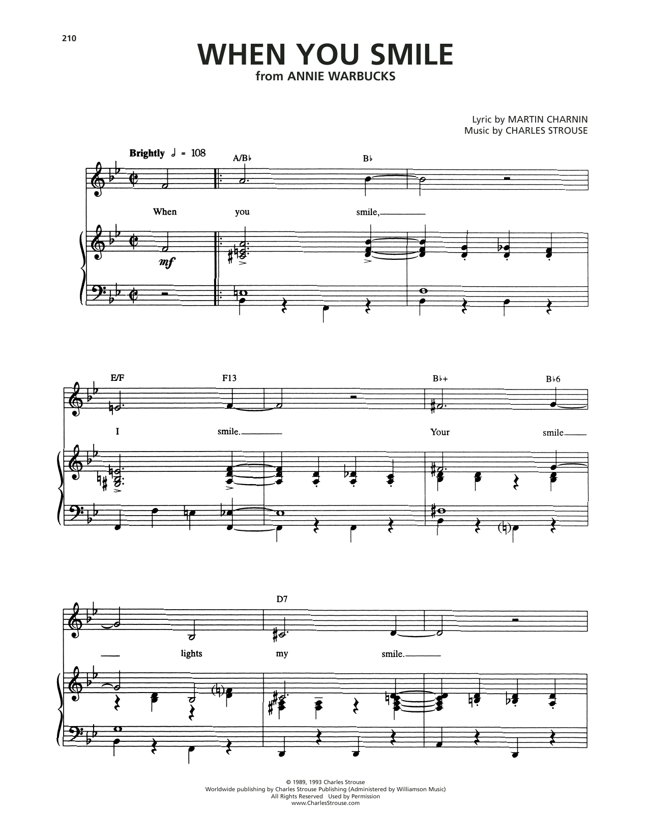 Download Charles Strouse When You Smile (from Annie Warbucks) Sheet Music and learn how to play Piano & Vocal PDF digital score in minutes