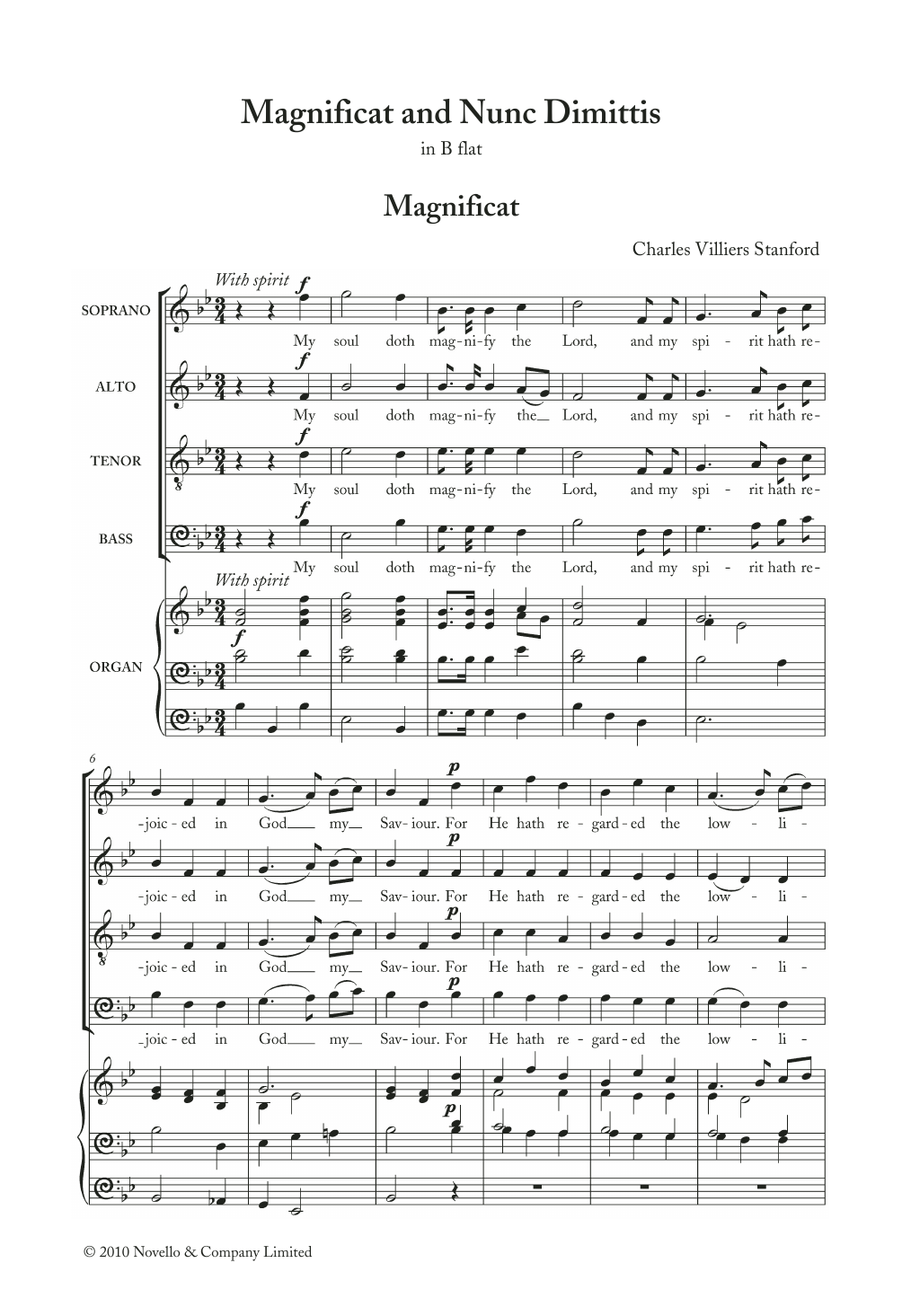 Download Charles Villiers Stanford Magnificat And Nunc Dimittis In B Flat Sheet Music and learn how to play Choir PDF digital score in minutes