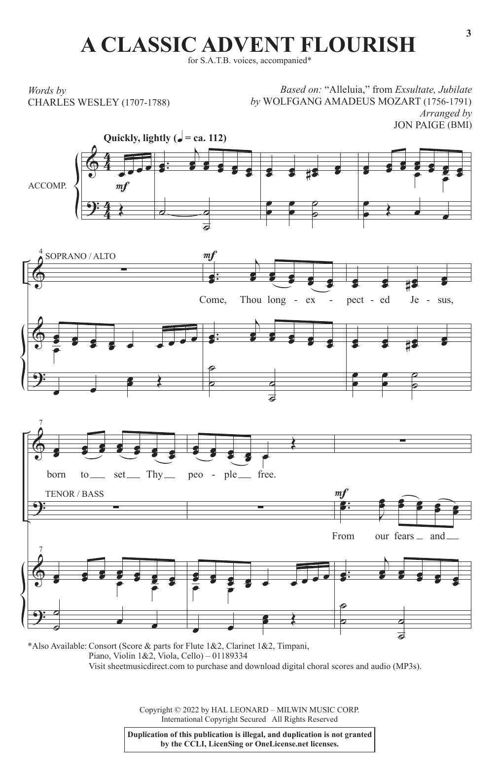 Download Charles Wesley A Classic Advent Flourish (arr. Jon Paige) Sheet Music and learn how to play SATB Choir PDF digital score in minutes