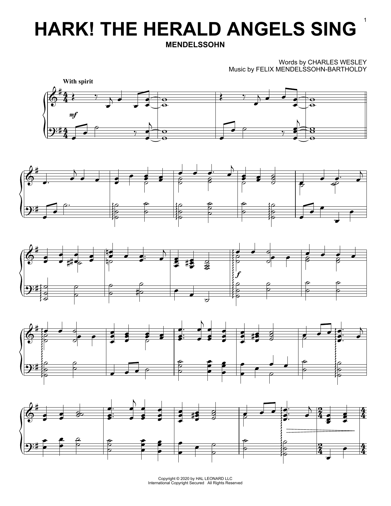 Download Charles Wesley and Felix Mendelssohn-Bartholdy Hark! The Herald Angels Sing Sheet Music and learn how to play Piano Solo PDF digital score in minutes