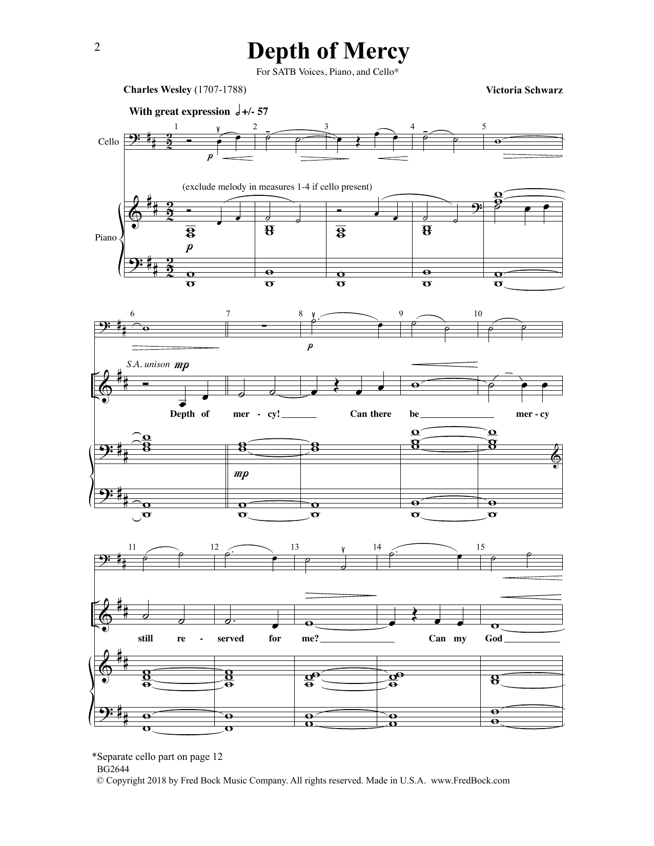 Download Charles Wesley Depth of Mercy Sheet Music and learn how to play SATB Choir PDF digital score in minutes