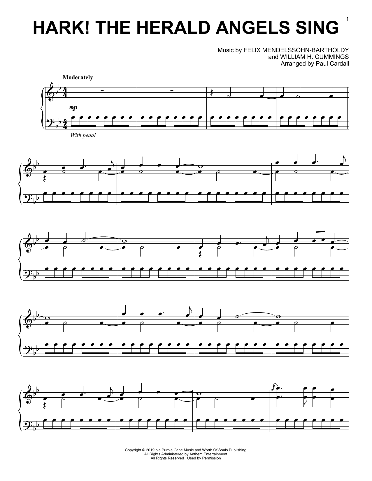 Download Charles Wesley Hark! The Herald Angels Sing (arr. Paul Cardall) Sheet Music and learn how to play Piano Solo PDF digital score in minutes