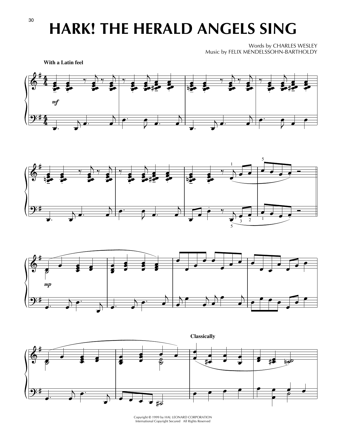 Download Charles Wesley Hark! The Herald Angels Sing [Jazz version] (arr. Frank Mantooth) Sheet Music and learn how to play Piano Solo PDF digital score in minutes