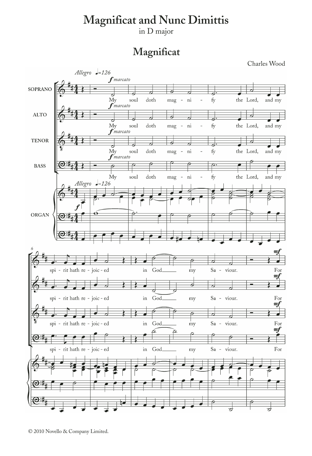 Download Charles Wood Magnificat And Nunc Dimittis In D Sheet Music and learn how to play Choir PDF digital score in minutes