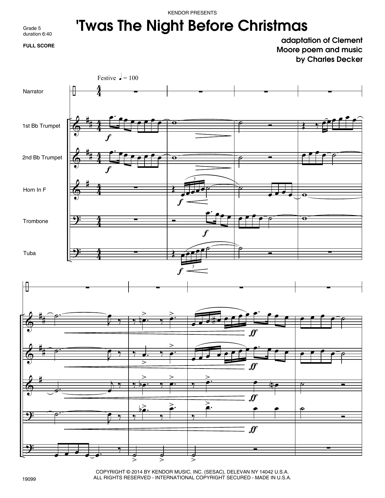 Charles Decker Twas The Night Before Christmas Full Score Sheet Charles Decker Twas The Night Before Christmas Full Score Sheet