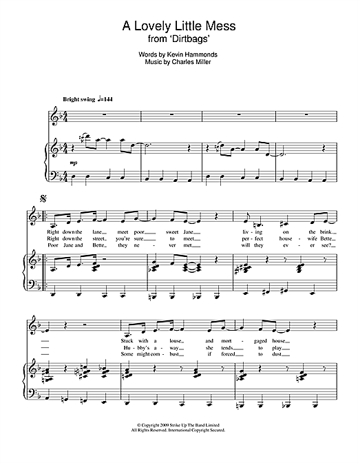 Download Charles Miller & Kevin Hammonds A Lovely Little Mess (from Dirtbags) Sheet Music and learn how to play Piano & Vocal PDF digital score in minutes