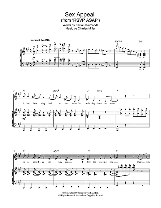 Download Charles Miller & Kevin Hammonds Sex Appeal (from RSVP ASAP) Sheet Music and learn how to play Piano & Vocal PDF digital score in minutes