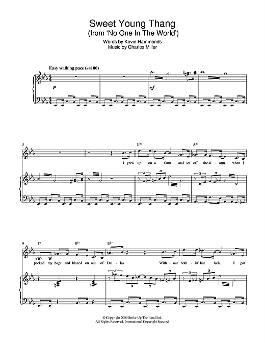 Download Charles Miller & Kevin Hammonds Sweet Young Thang (from No One In The World) Sheet Music and learn how to play Piano & Vocal PDF digital score in minutes