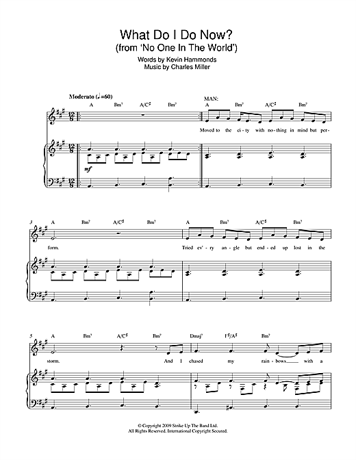 Download Charles Miller & Kevin Hammonds What Do I Do Now? (from No One In The World) Sheet Music and learn how to play Piano & Vocal PDF digital score in minutes