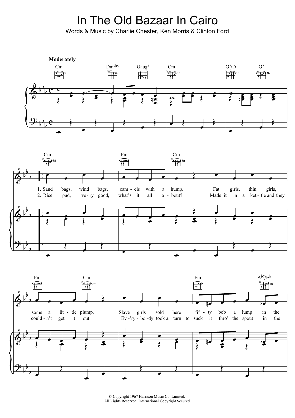Download Charlie Chester In The Old Bazaar In Cairo Sheet Music and learn how to play Piano, Vocal & Guitar (Right-Hand Melody) PDF digital score in minutes