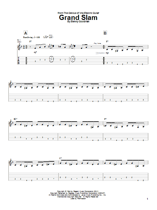 Download Charlie Christian Grand Slam Sheet Music and learn how to play Guitar Tab PDF digital score in minutes