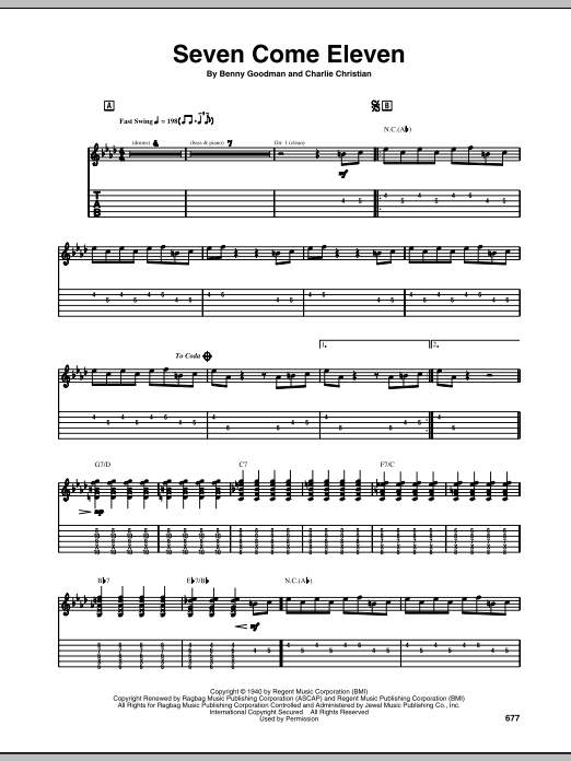 Download Charlie Christian Seven Come Eleven Sheet Music and learn how to play Guitar Tab PDF digital score in minutes