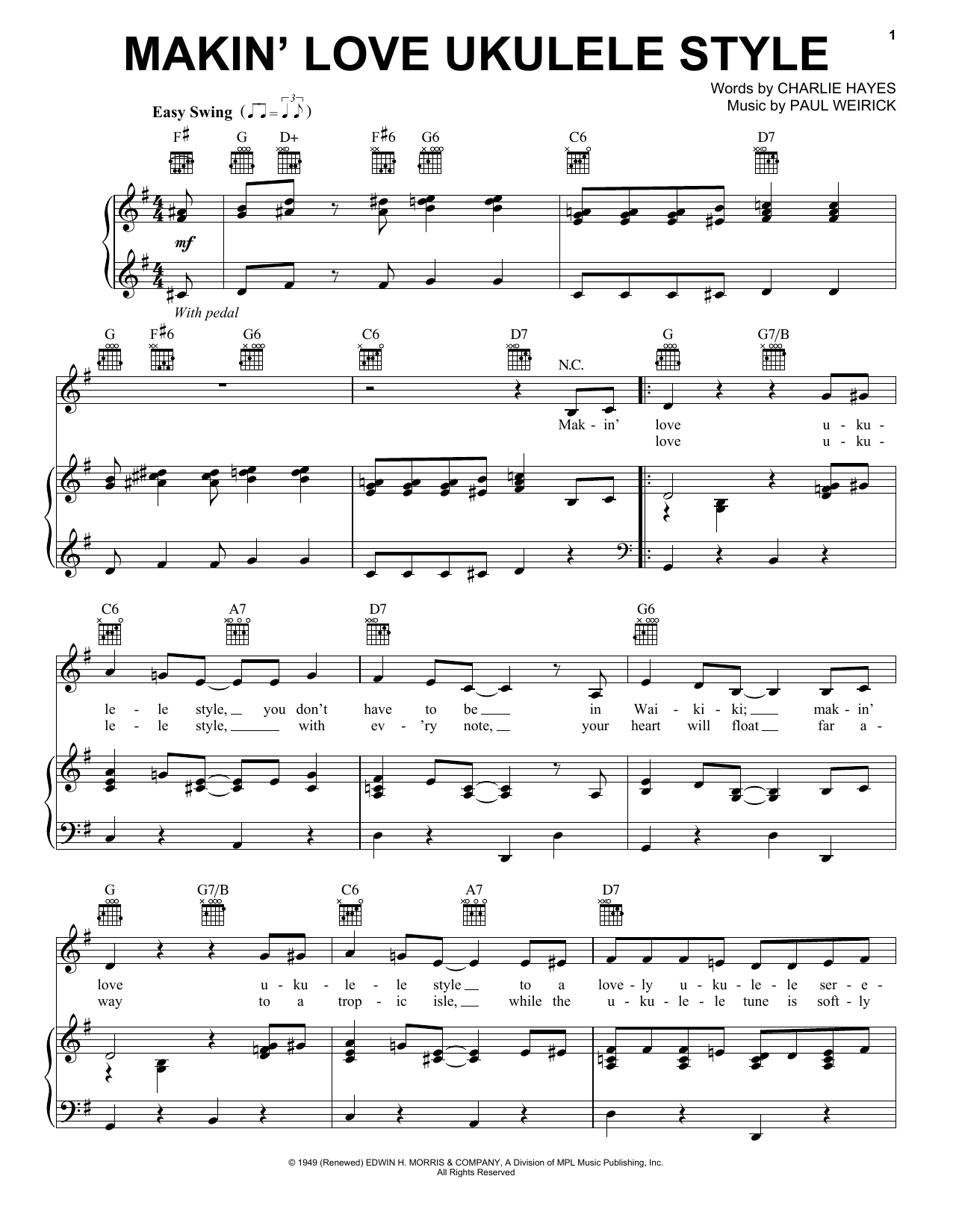 Download Charlie Hayes Makin' Love Ukulele Style Sheet Music and learn how to play Piano, Vocal & Guitar (Right-Hand Melody) PDF digital score in minutes