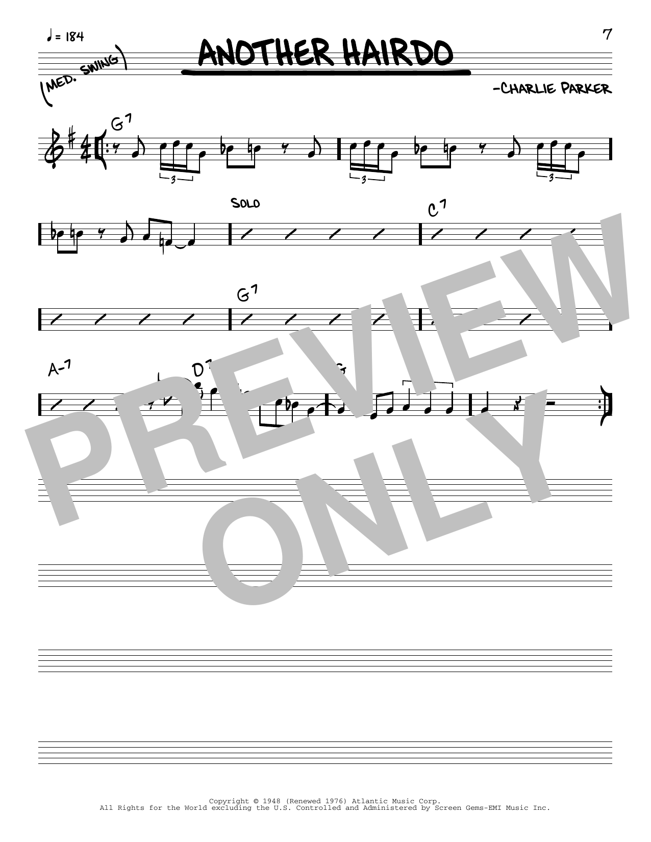 Download Charlie Parker Another Hairdo Sheet Music and learn how to play Real Book – Melody & Chords PDF digital score in minutes