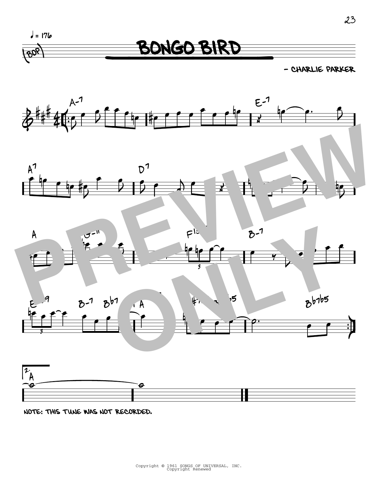 Download Charlie Parker Bongo Bird Sheet Music and learn how to play Real Book – Melody & Chords PDF digital score in minutes