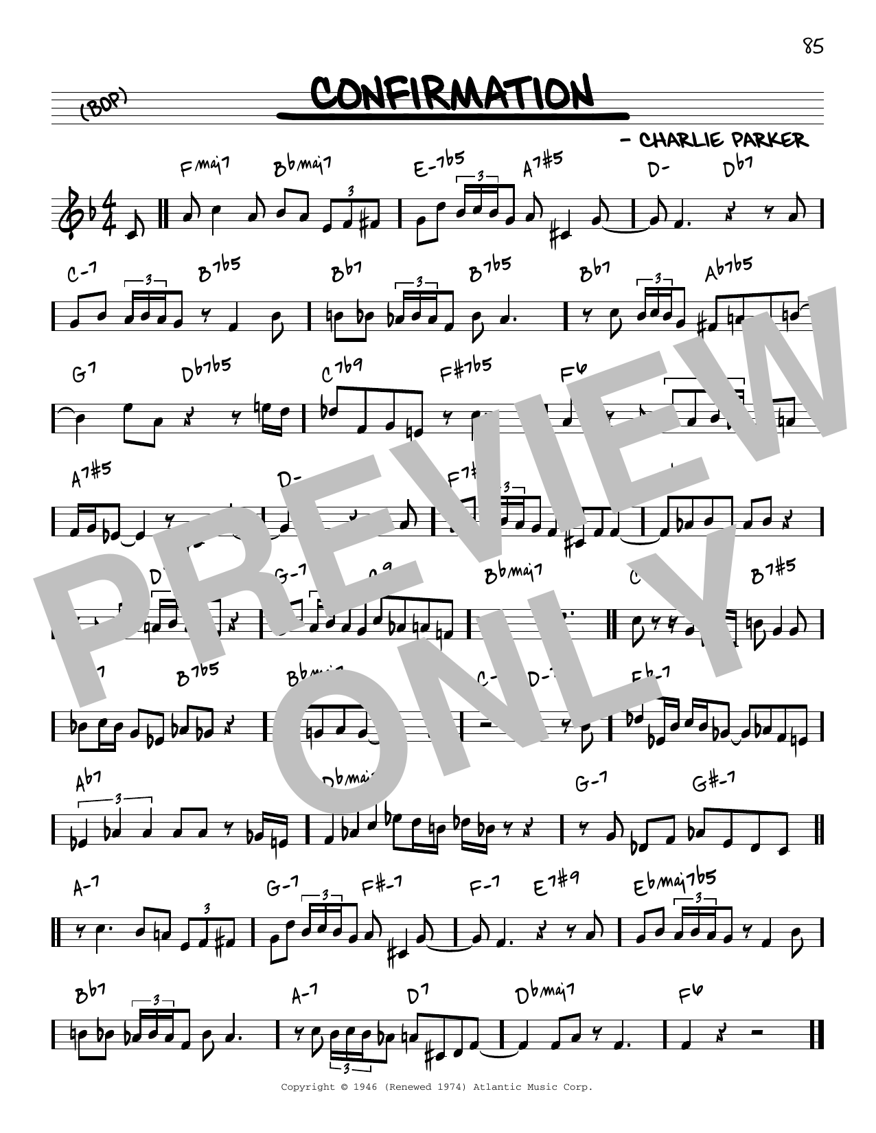 Download Charlie Parker Confirmation [Reharmonized version] (arr. Jack Grassel) Sheet Music and learn how to play Real Book – Melody & Chords PDF digital score in minutes