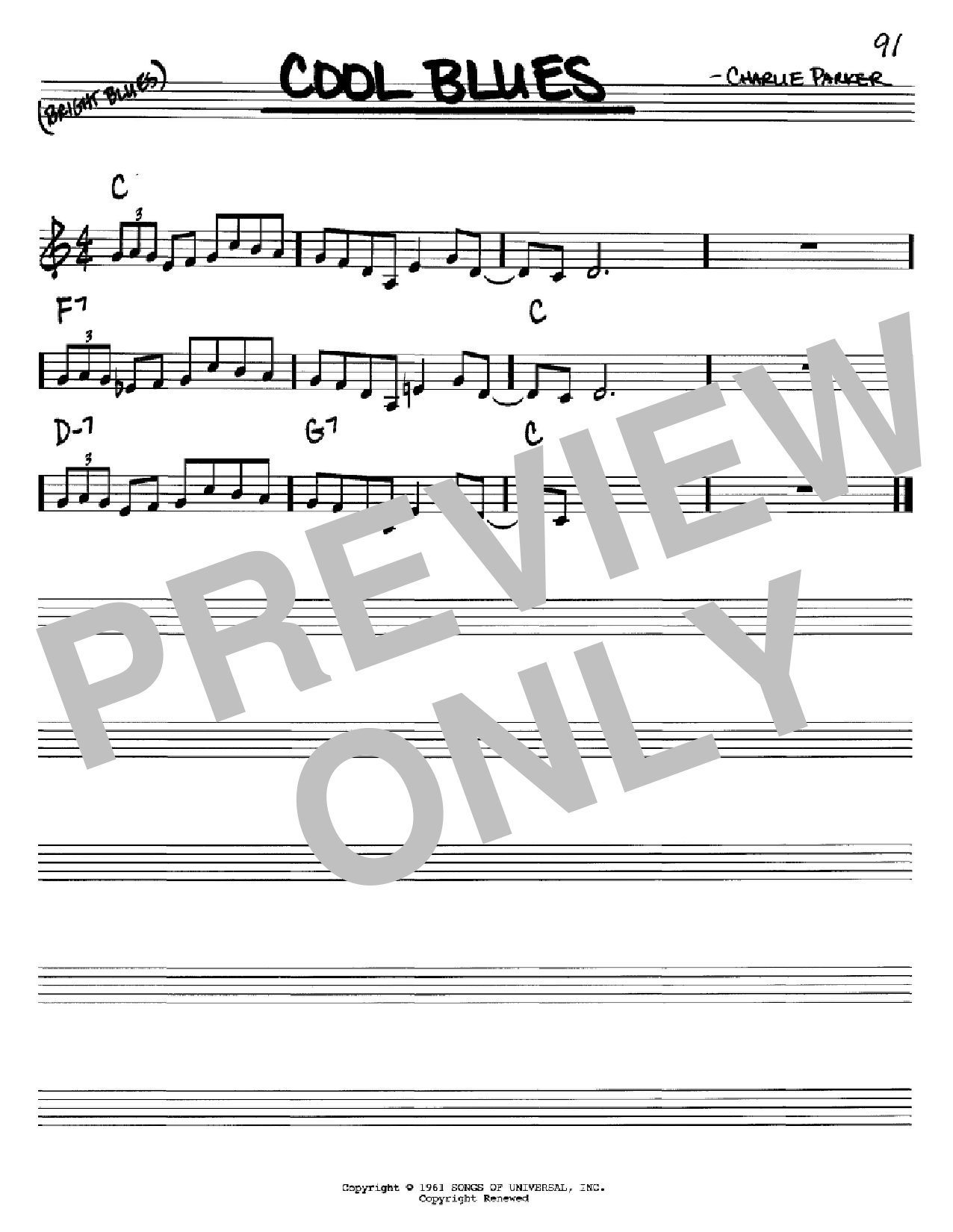 Download Charlie Parker Cool Blues Sheet Music and learn how to play Real Book – Melody & Chords PDF digital score in minutes