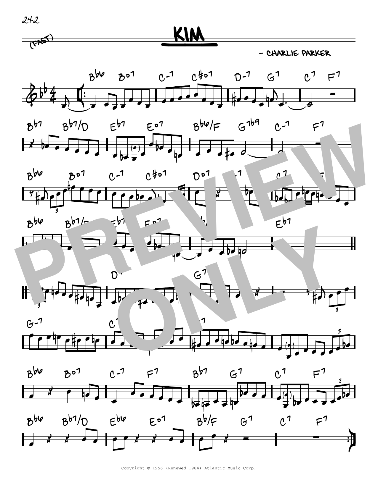 Download Charlie Parker Kim Sheet Music and learn how to play Real Book – Melody & Chords PDF digital score in minutes
