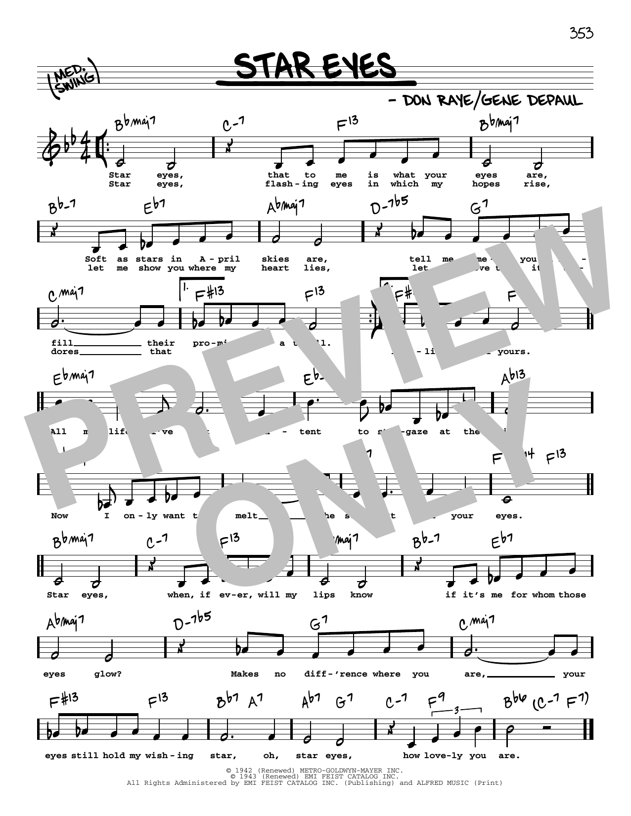 Download Charlie Parker Star Eyes (Low Voice) Sheet Music and learn how to play Real Book – Melody, Lyrics & Chords PDF digital score in minutes